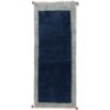 Handwoven Persian Minimalist Gabbeh Runner Rug - Bordered Navy Blue Wool