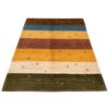 Genuine Handwoven Persian Striped Gabbeh Rug with Animal Motifs - Green Wool