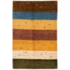 Genuine Handwoven Persian Striped Gabbeh Rug with Animal Motifs - Green Wool