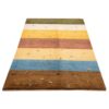 Genuine Handwoven Persian Striped Gabbeh Rug with Animal Motifs - Green Wool
