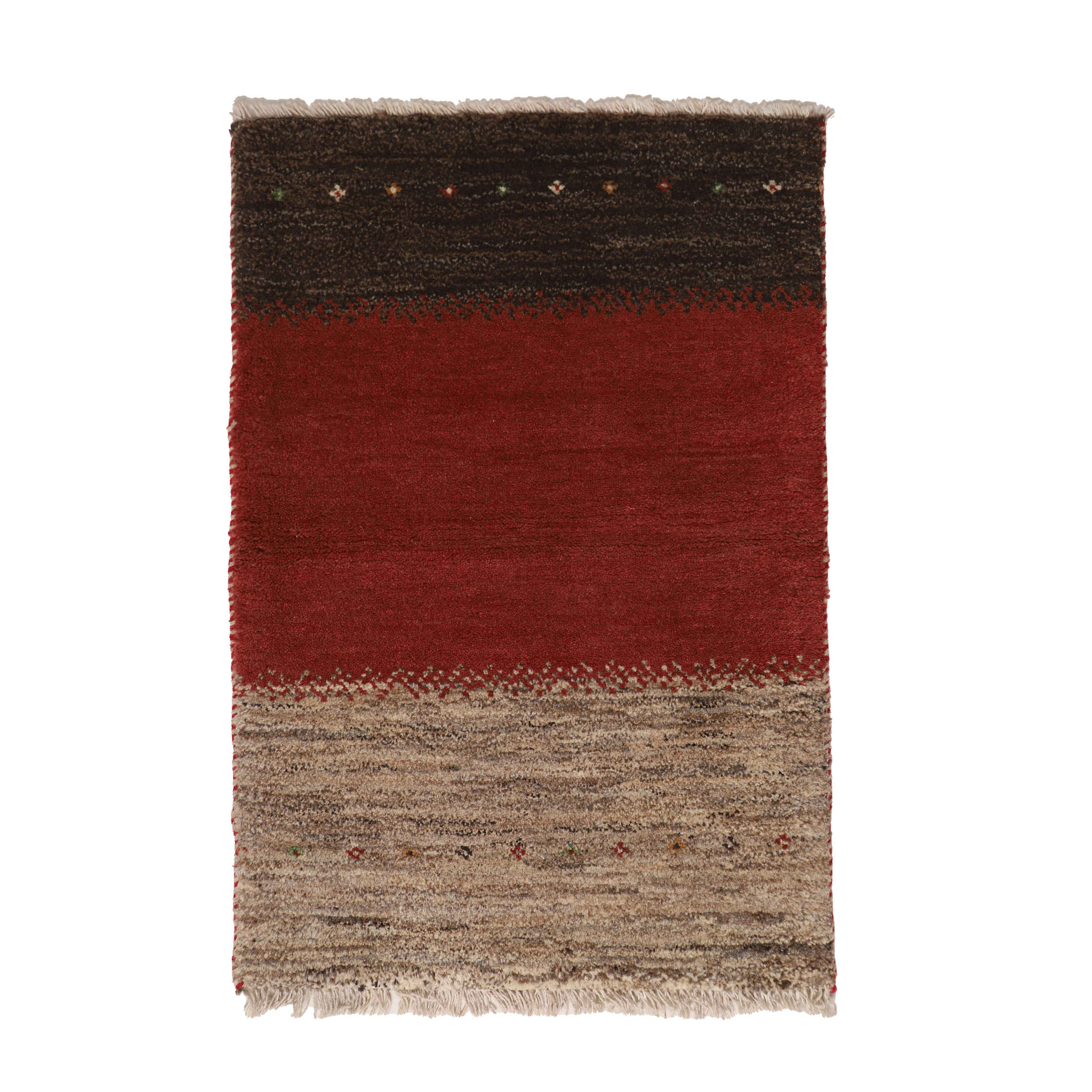 Handwoven Persian Striped Gabbeh Rug in Brown – Premium Wool