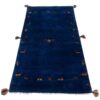 Handwoven Persian Minimalist Gabbeh Runner Rug - Solid Navy Blue Wool