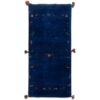 Handwoven Persian Minimalist Gabbeh Runner Rug - Solid Navy Blue Wool