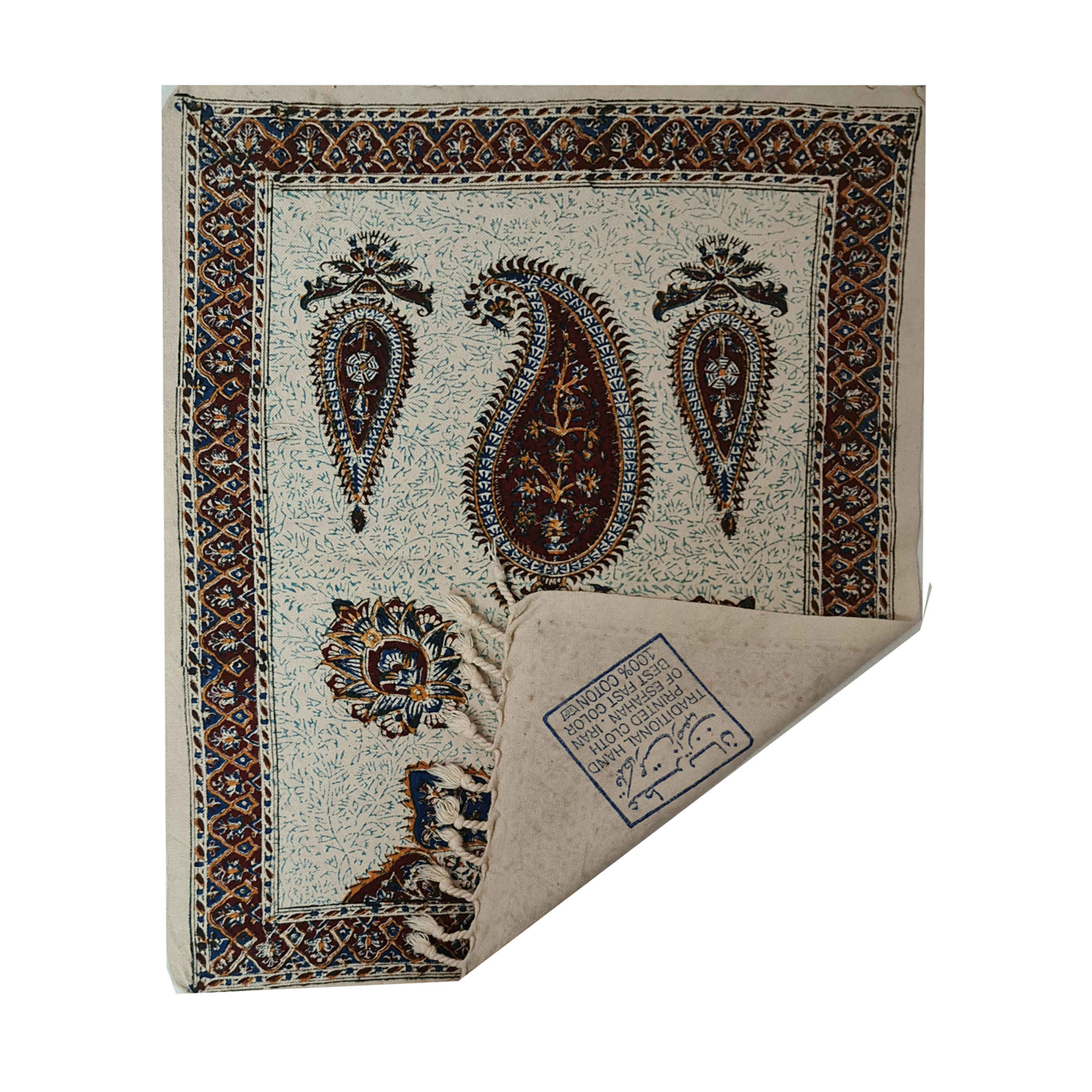 Persian Hand Block Printed Tablecloth Traditional Kalamkari in Isfahan