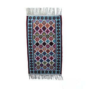 Blue Qashqai Geometric Kilim Rug – Handwoven Persian Silk & Cotton Blend