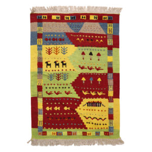Fars Kilim Rug with Animal Motifs – Genuine Handwoven Persian Wool