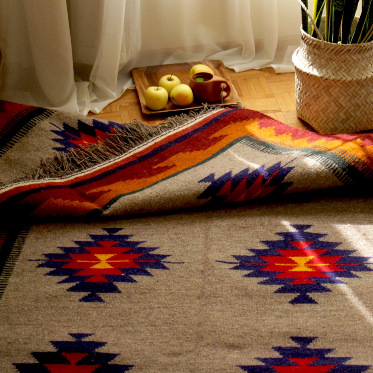 Red Qashqai Geometric Kilim Rug from Fars – Handwoven Persian Wool