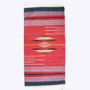 Pink Striped Kilim Rug – Traditional Handwoven Persian Wool Design