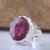 Persian Red Ruby Silver Ring Elegance for Men Handcrafted Model Square