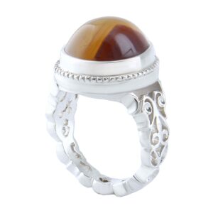 Persian Sulemani Hakik Silver Ring for Men Handcrafted