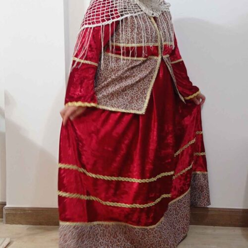 Women's Traditional Azerbaijani Clothing Set with Velvet and Termeh Fabric and Ethnic Design