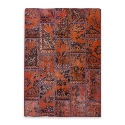 Vintage Persian Hand-Knotted Patchwork Carpet Maroon
