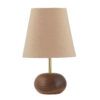 Minimalist Spherical Wooden Table Lamp – Fabric Shade Accent Light