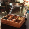 Compact Wooden Tea Storage Chest – Classic Detailing & Organized Sections