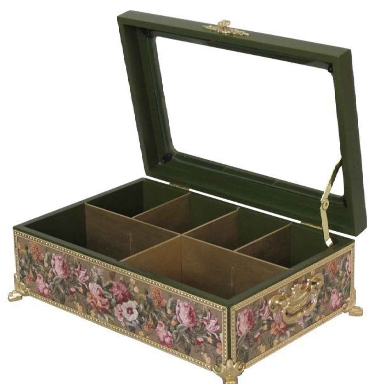 Floral Wooden Tea Chest – Organized Tea Storage Box