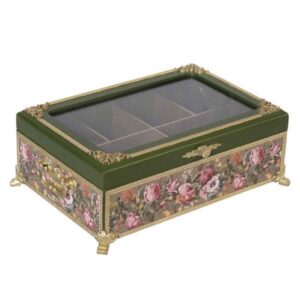 Floral Wooden Tea Chest – Organized Tea Storage Box