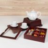 Wooden Tea Storage Chest with Integrated Warmer & Clear Viewing Lid