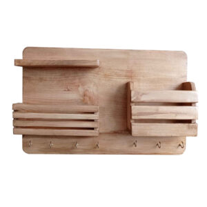 Wooden Wall Key Holder with Box & 7 Hooks