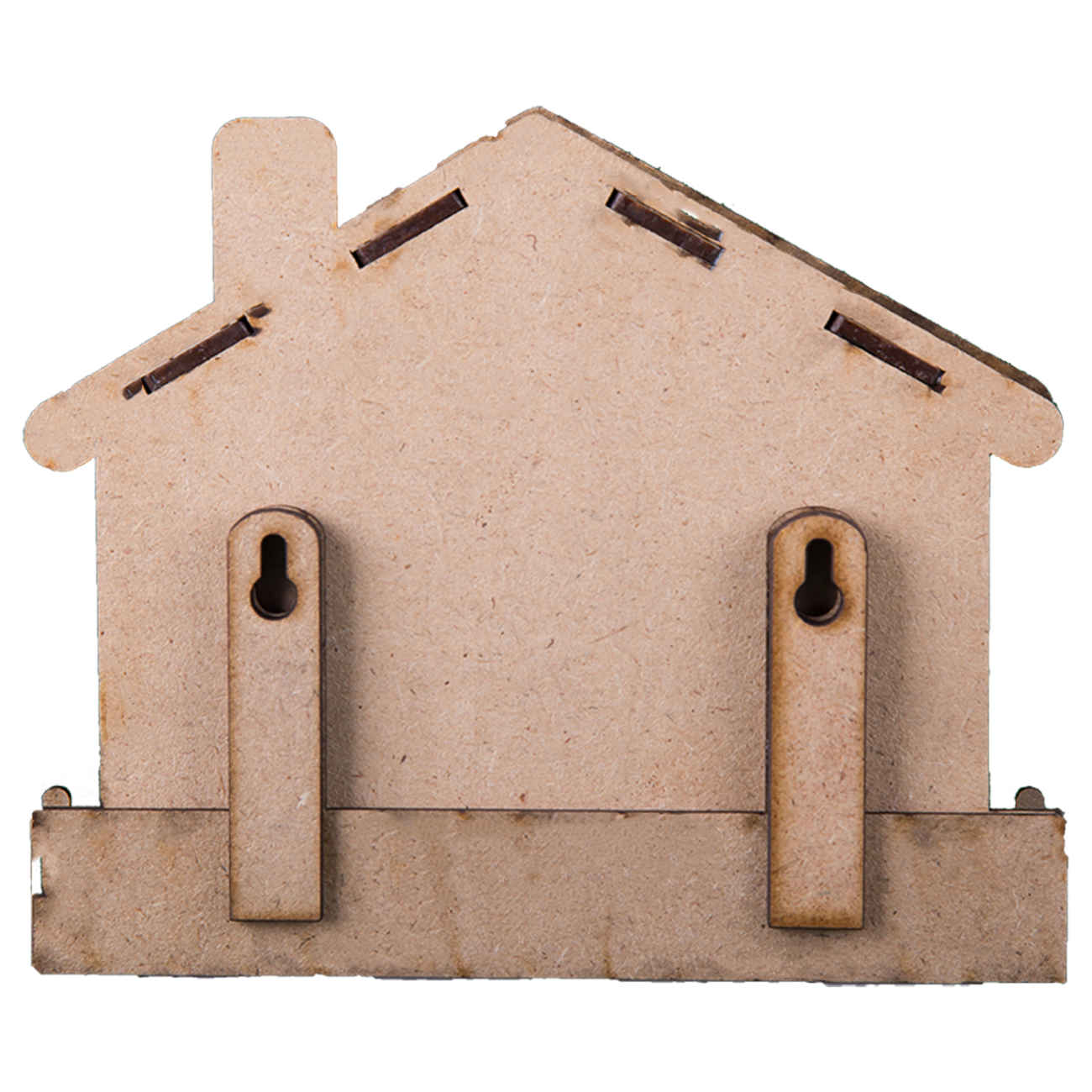 Wooden Wall Key Holder with Cottage Design & 4 Hooks