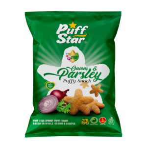 Iranian Sooyegh – Puff Star Legume Snack with Onion and Parsley Flavor: Whole Grain and Chickpea, 50 gr (10x)