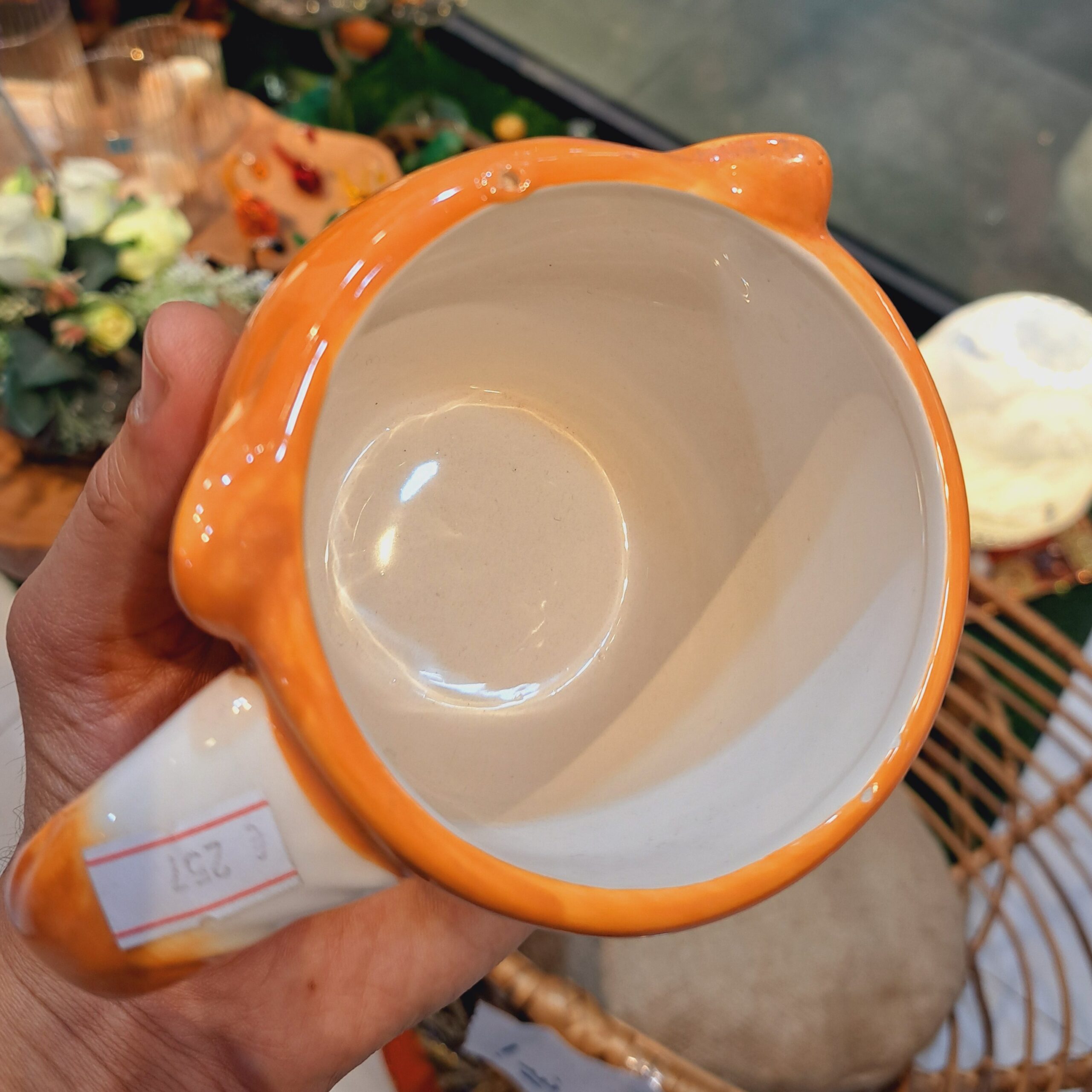 Artistic Ceramic Mug – Animal Design, Orange Edition