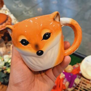 Artistic Ceramic Mug – Animal Design, Orange Edition
