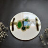 Set of 2 Artisan Resin Serving Trays - Modern Abstract White Tray