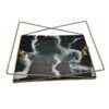Artisan Resin Serving Tray - Modern Abstract Black Tray with Handles
