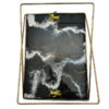 Artisan Resin Serving Tray - Modern Abstract Black Tray with Handles