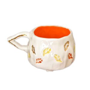Artistic Handcrafted Ceramic Mug – Leaf Design