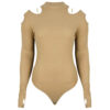 Bodysuit Long Sleeve With Thumbhole for Women in Cream