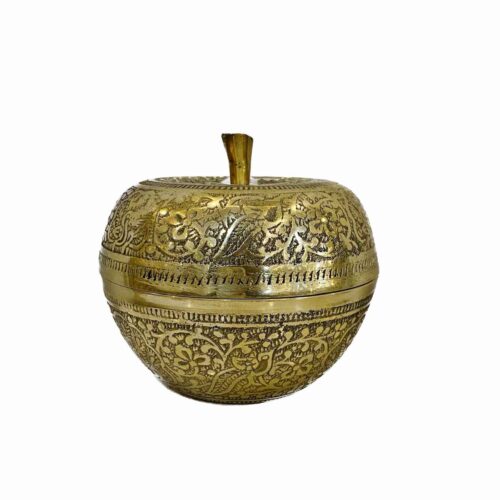 Brass Sugar Bowl with Lid in Apple Design