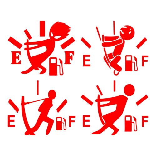 Fuel Gauge Vehicle Decal, Black and Red, for Car Doors, Windows & Bumpers