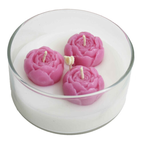 Pink Rose Design Container Candle – Romantic Floral Paraffin Wax Candle for Home Decor & Gifting