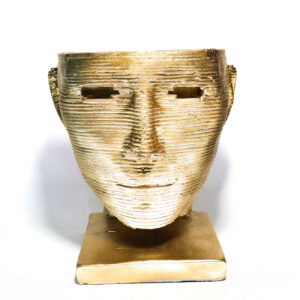 Decorative Concrete Sculptural Vase Featuring a Distinctive Face Design, Ideal for Modern Artistic Interiors