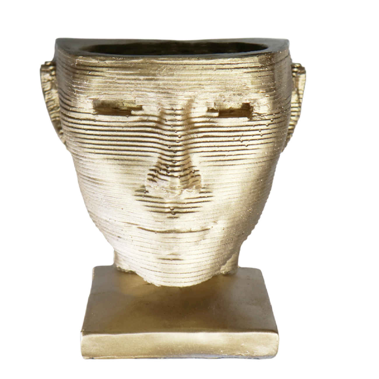 Decorative Concrete Sculptural Vase Featuring a Distinctive Face Design, Ideal for Modern Artistic Interiors