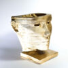 Decorative Concrete Sculptural Vase Featuring a Distinctive Face Design, Ideal for Modern Artistic Interiors