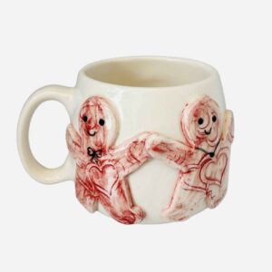 Artistic Ceramic Mug – Elegant Gingerbread Design in White