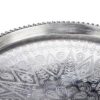 Elegant Persian Copper Serving Tray - Geometric Traditional Silver Finish Tray