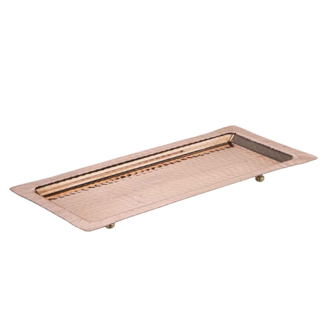 Elegant Footed Persian Copper Serving Tray – Rectangular Traditional Tray