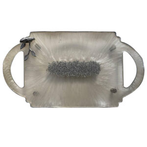 Elegant Resin Serving Tray – Modern Abstract Silver Tray with Handles