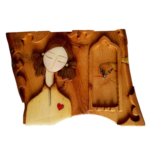Elegant Wooden Desk Clock with Girl Design