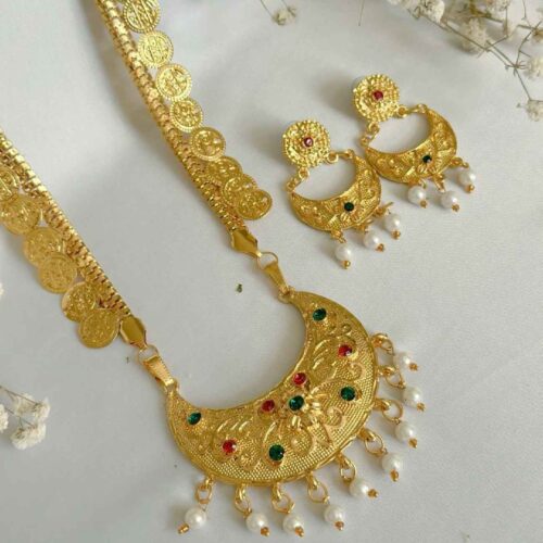 Exquisite Mehak Brass Necklace with Earrings Set