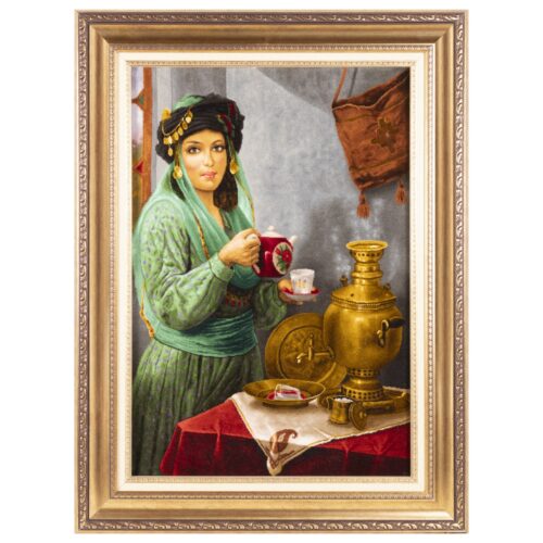 Hand-Knotted Persian Pictorial Wall Hanging Rug – Kurdish Lady, Tabriz