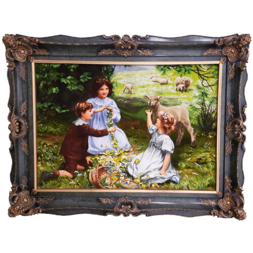 Hand-Knotted Persian Silk Pictorial Wall Hanging Rug – The Joy of Spring by Arthur John Elsley, Tabriz