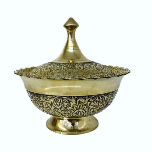 Handcrafted Brass Sugar Bowl with Secure Lid