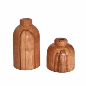 Set of Two Decorative Wooden Mini Flower Vases, Suitable for Both Rustic and Modern Home Decor Styles
