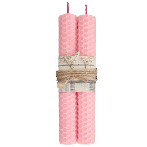 Handcrafted Natural Beeswax Pillar Candle Set of 2