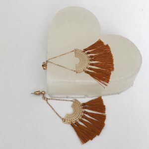 Handwoven Macrame Dangle Earrings – Earthy Brown Boho