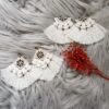 Handwoven Macrame Tassel Earrings - Elegant White Boho